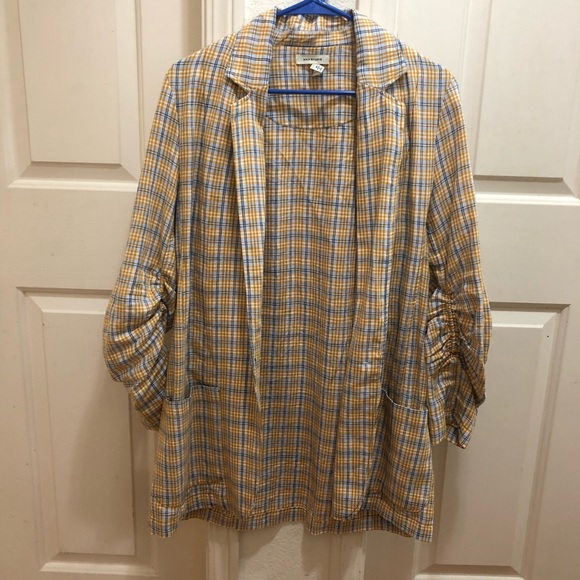 Max Studio Jackets & Blazers - Yellow/blue plaid oversized blazer